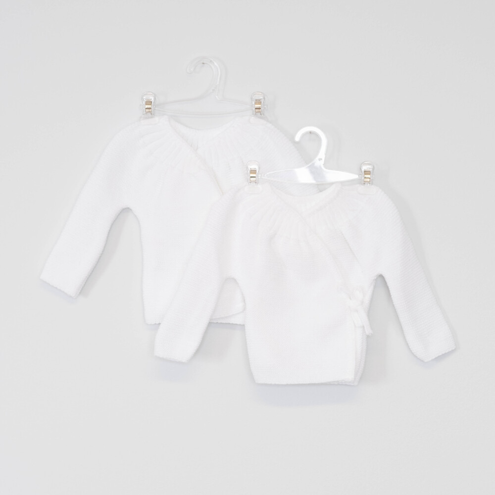 La Manufacture de layette - LOT 2 BRASSIERES A LIENS, tricoté en France BLANC La Manufacture de layette
