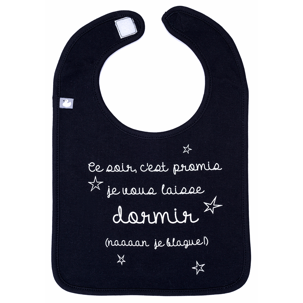 BB & Co - Bavoir "Ce soir, c'est promis…" NOIR BB&Co