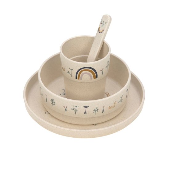 Bébé confort - Set repas Domino (assiette, bol, gobelet, cuillère,  fourchette) 12m + - Vaisselle bébé - Lalla Nature