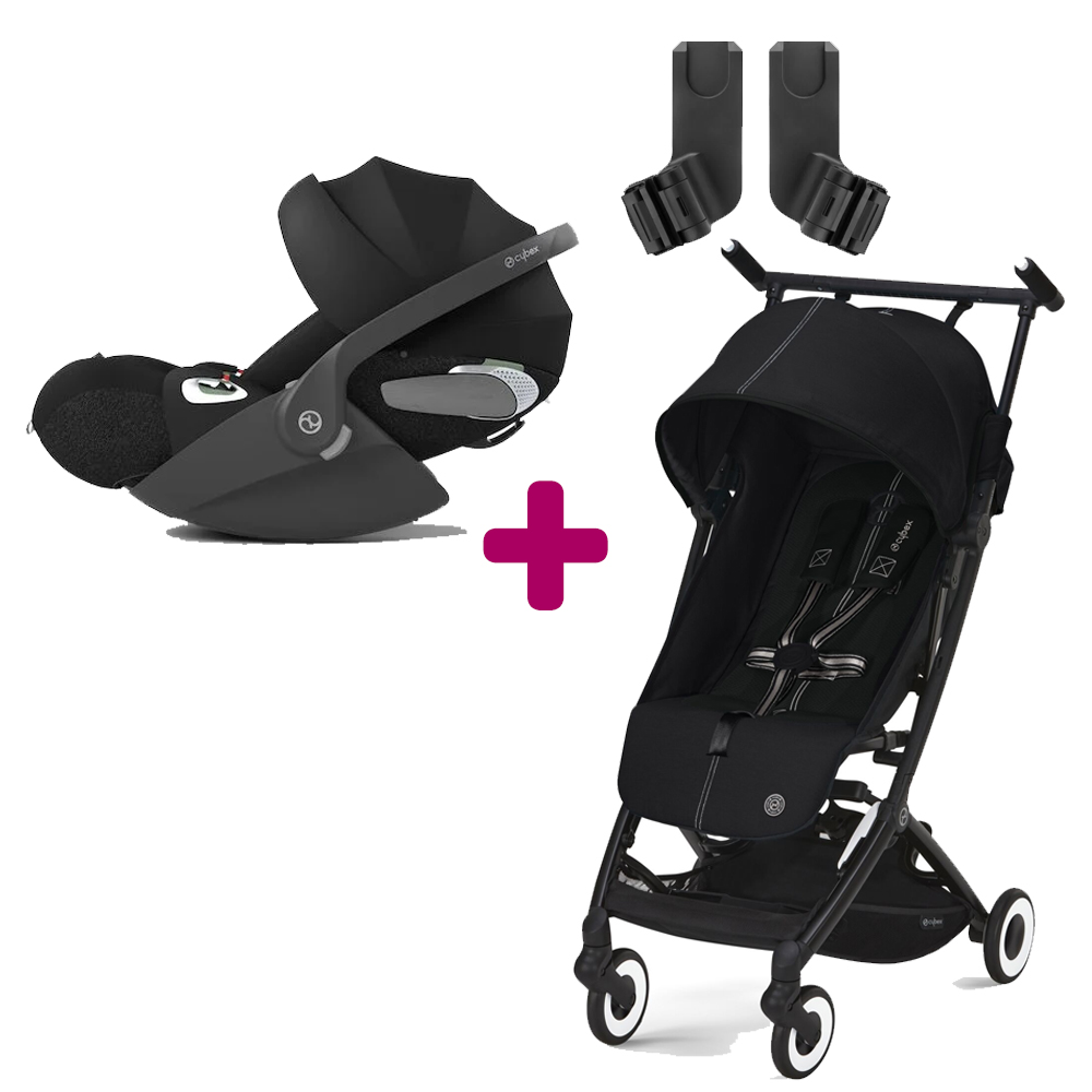 Pack Poussette duo Libelle Moon Black + Coque Cloud T i-Size Sepia Black + adaptateurs coque Cybex