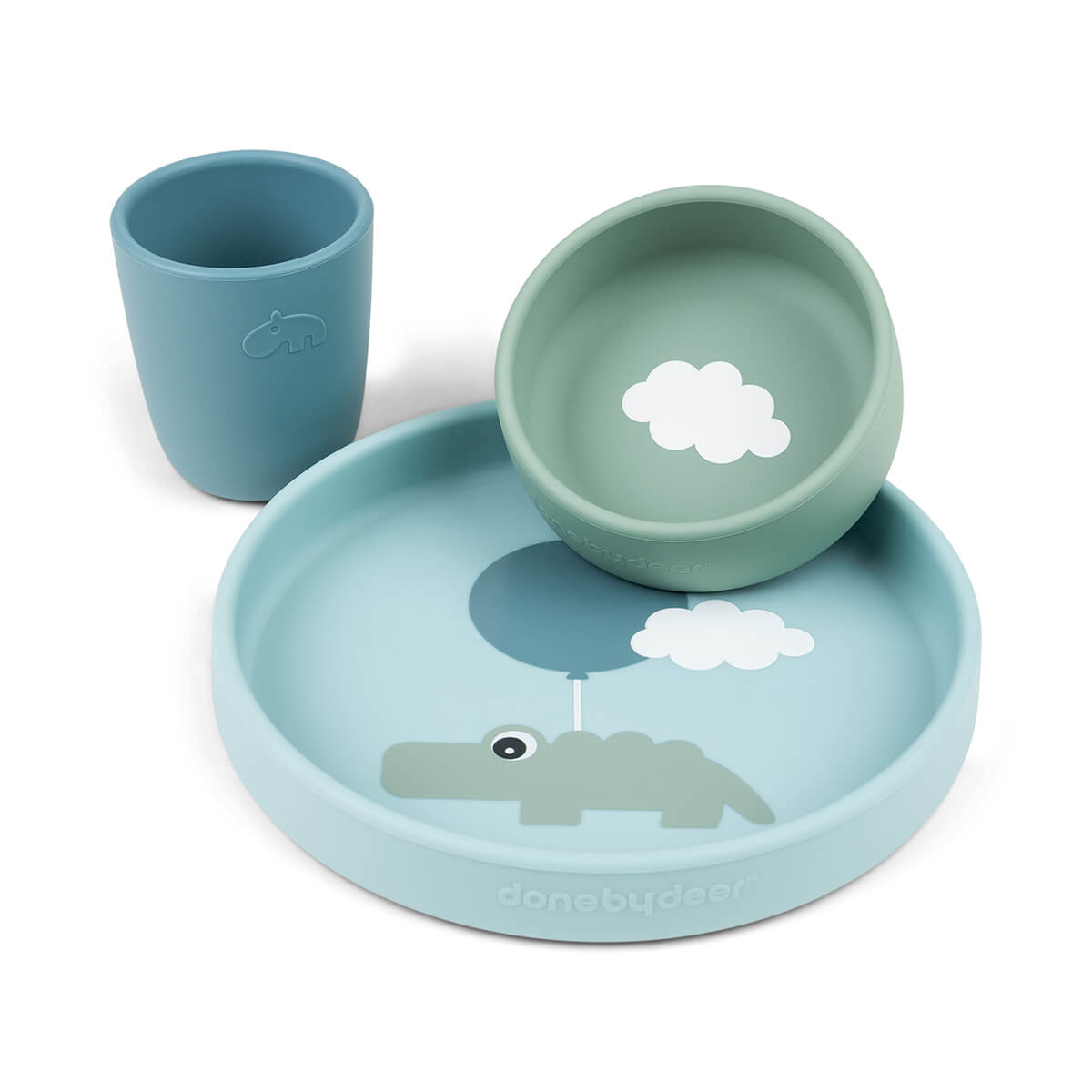 Coffret repas en silicone Happy clouds BLEU Done by Deer