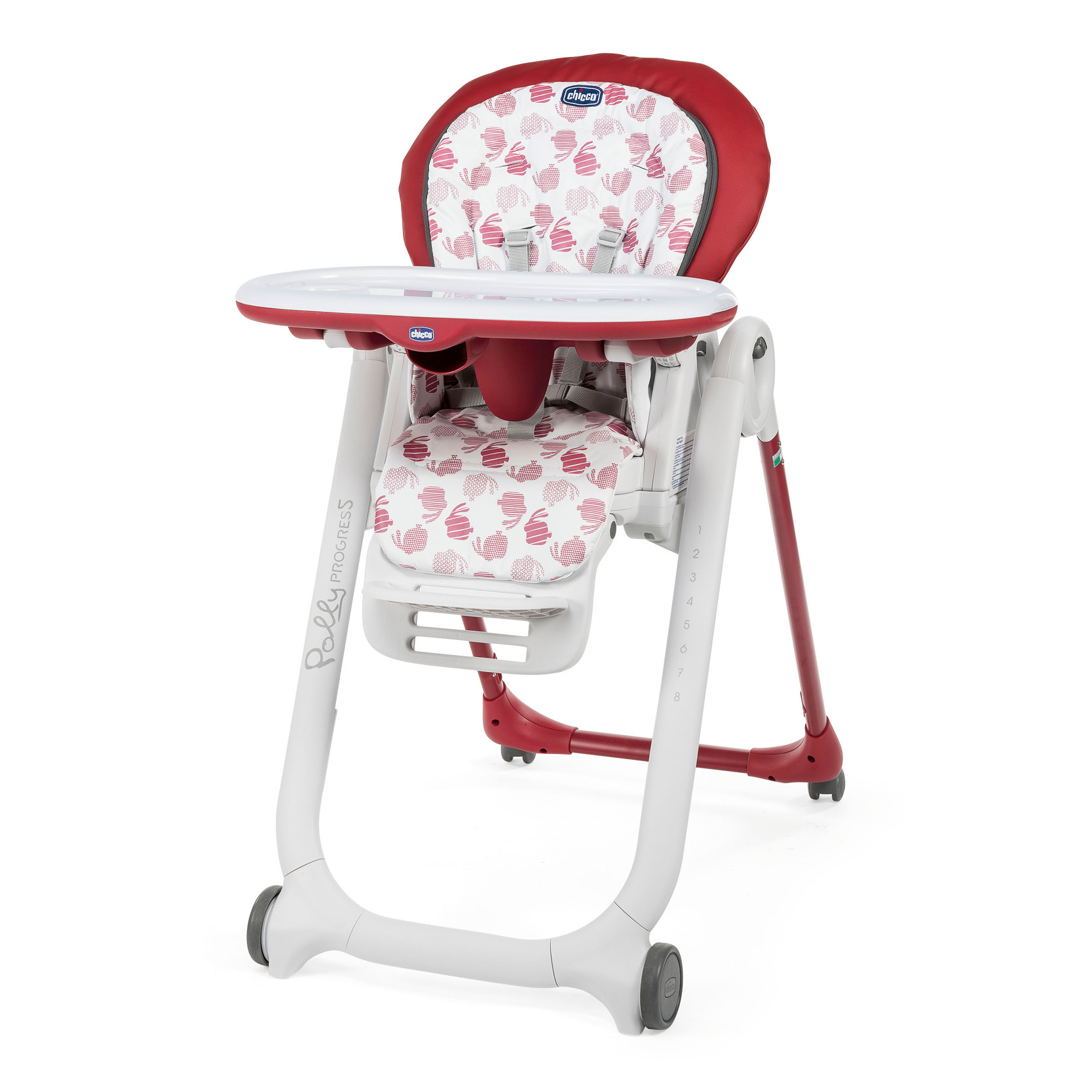 Chaise haute Polly Progres5 4 Roues ROUGE Chicco