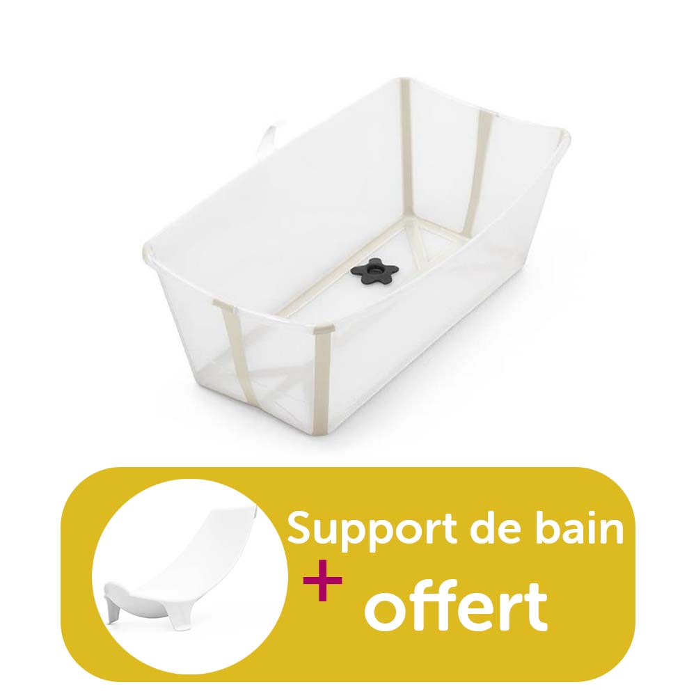 Stokke - Baignoire Flexi Bath Transparent Beige achetée = support de bain offert  Stokke
