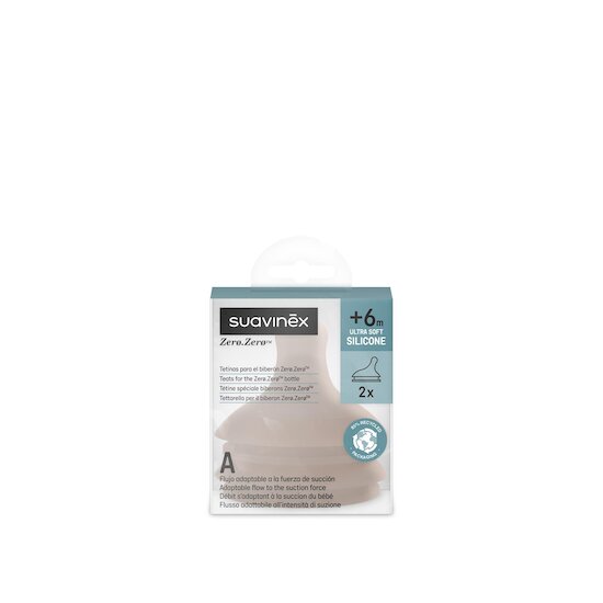 Suavinex 2 Tétines pour biberon anti-colique Zero.Zero  Deep Marron  Suavinex 2 Tétines pour biberon anti-colique Zero.Zero  Deep Marron