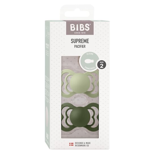 BIBS Tétines Supreme 2 Pack Silicone Sage/Hunter Green 