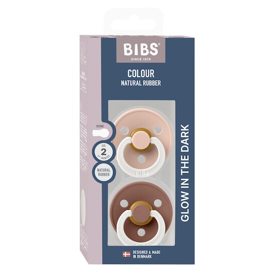 BIBS Tétines Colour 2 Pack Caoutchouc naturel Blush Glow/Woodchuck Glow 