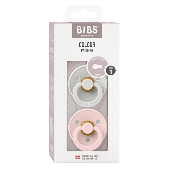 BIBS Tétines Colour 2 Pack Caoutchouc naturel Haze/Blossom 