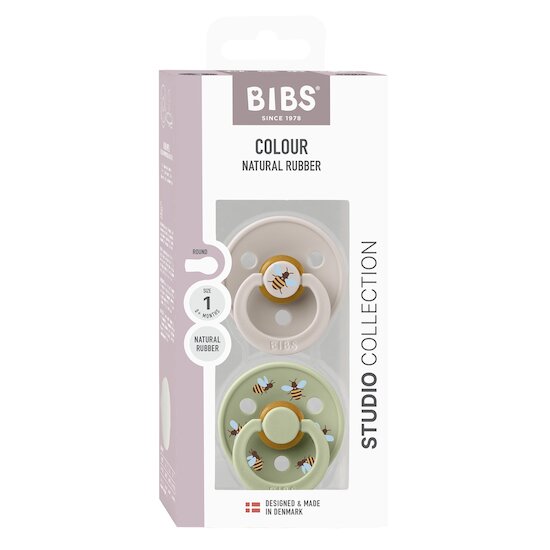 BIBS Tétines Studio Colour 2 Pack Caoutchouc naturel Mushroom/Sage 