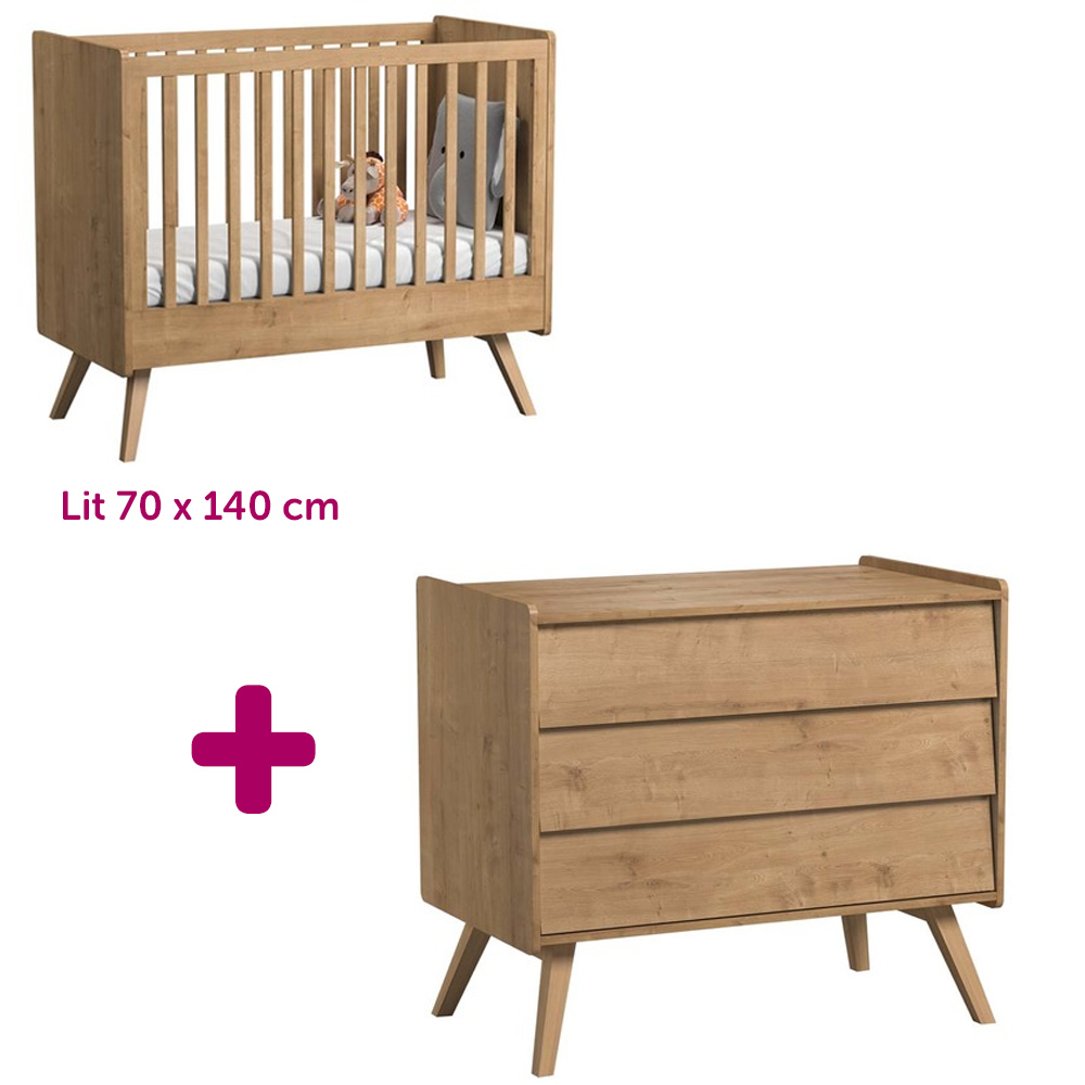Lit 70x140 Cm Commode Vintage Chambre Vintage De Vox