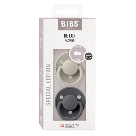 BIBS Tétines De Lux 2 Pack Silicone Sand/Iron 