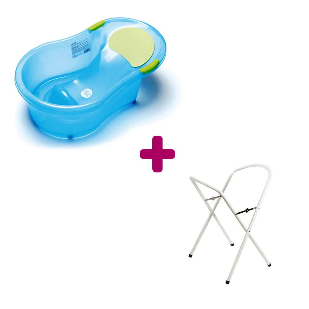 dBb Remond - Pack Baignoire avec transat bleu + petit support de baignoire blanc avec tuyau  dBb Remond