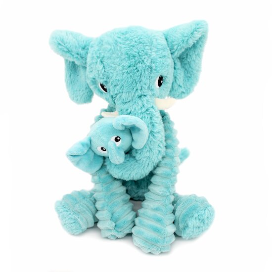 Les Déglingos Peluche Ptipotos Elephant Maman/Bebe Aqua  Les Déglingos Peluche Ptipotos Elephant Maman/Bebe Aqua