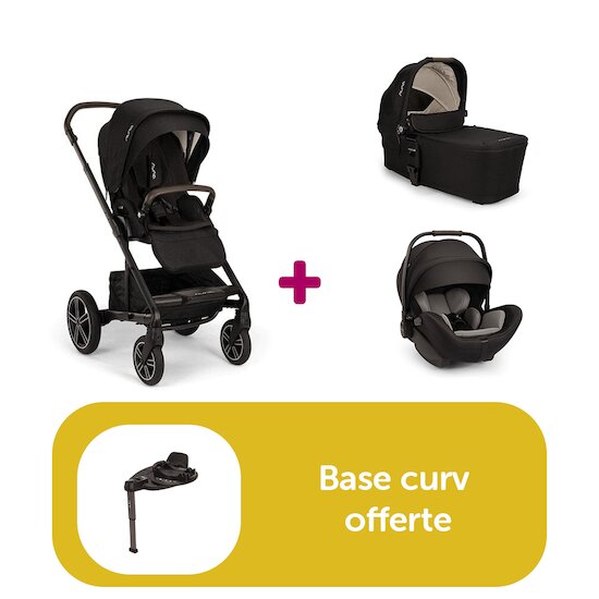 Nuna Pack Poussette trio Mixx next Caviar + nacelle Mixx next + coque Arra Flex = base curv offerte  