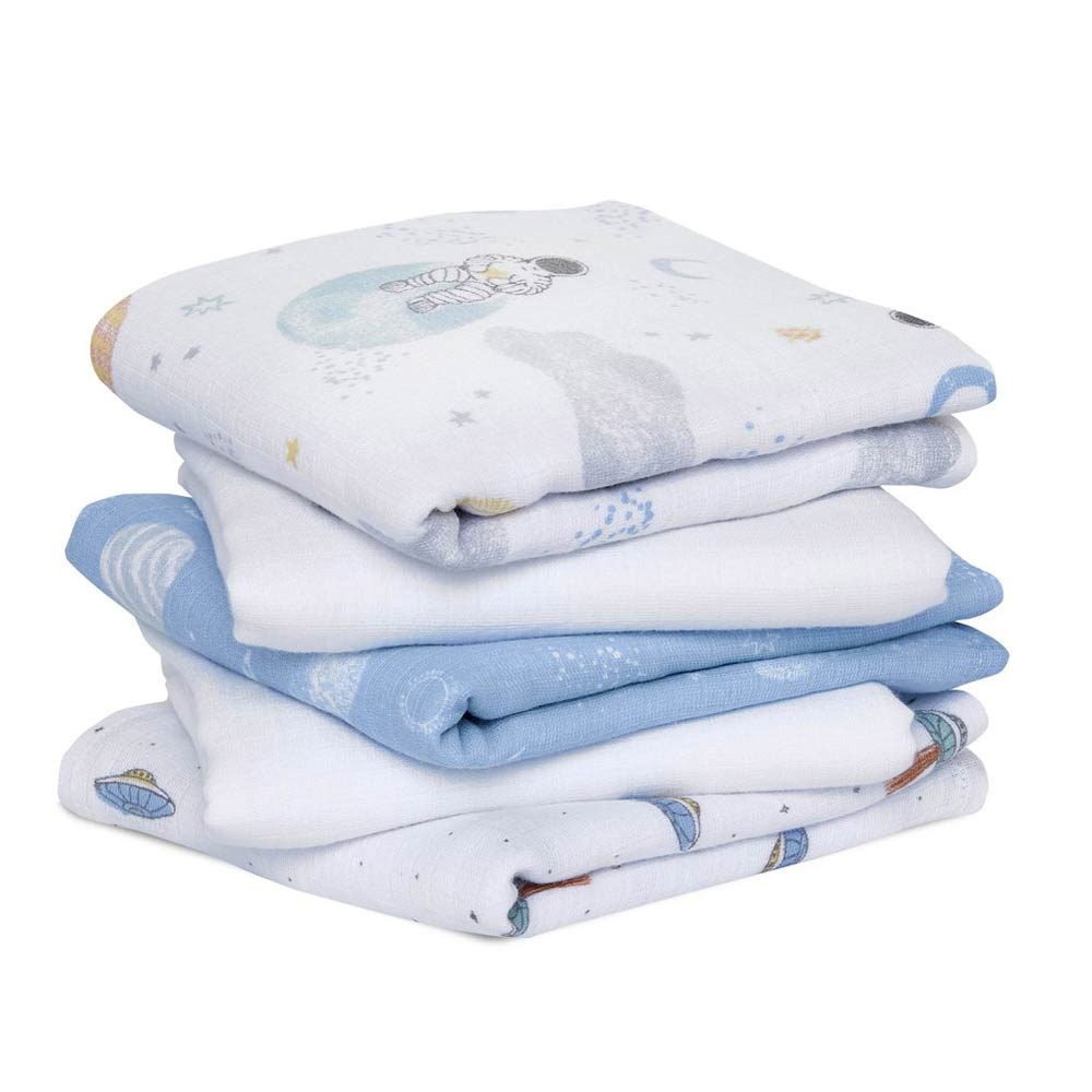 Lot de 5 musy-langes en mousseline de coton Essentials BLEU Aden et Anais