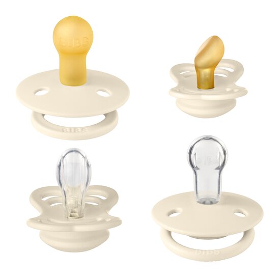 BIBS Tétines Coffret Découverte 4 Pack Ivory/Ivory 