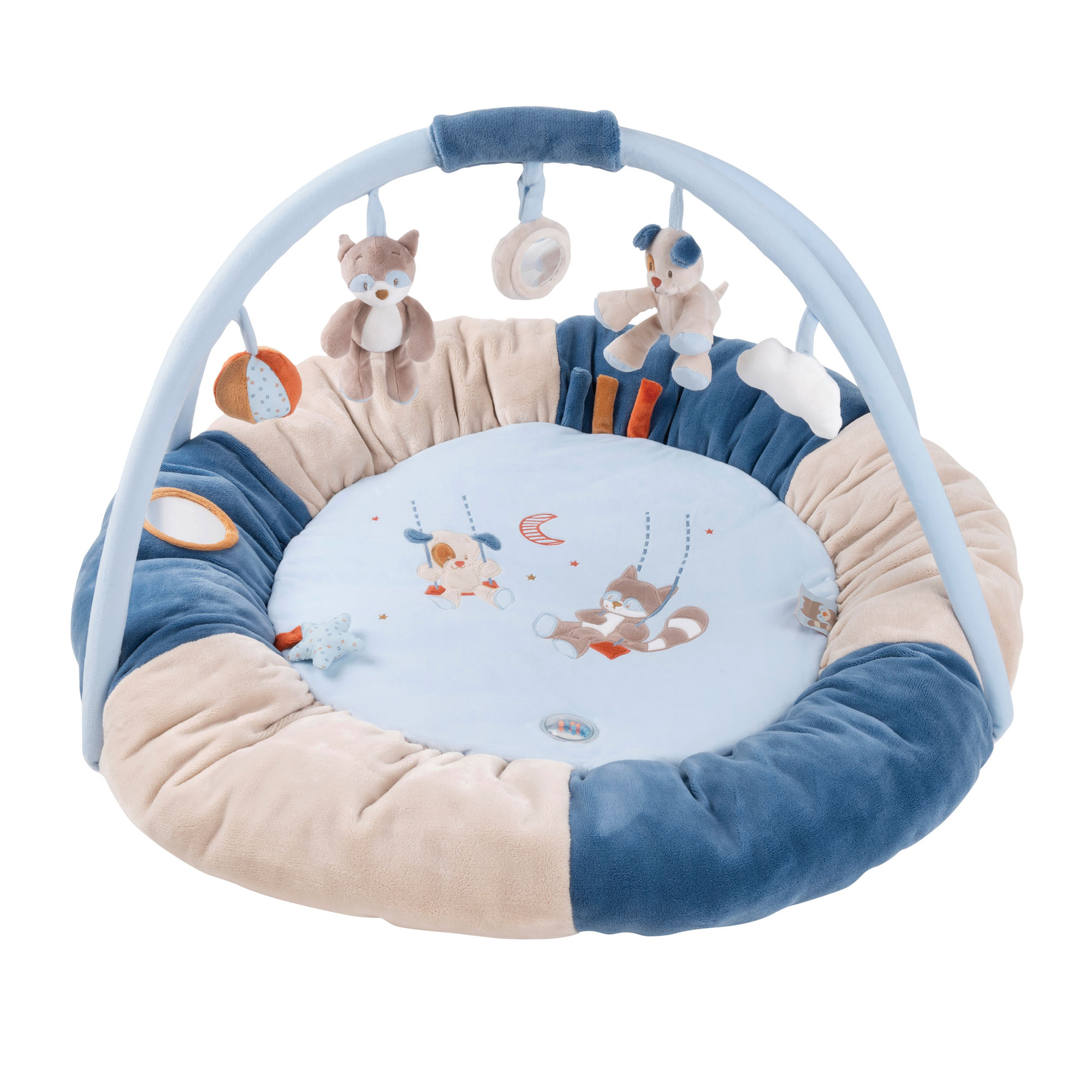 Jim&Bob Tapis pouf avec arches BLEU Nattou