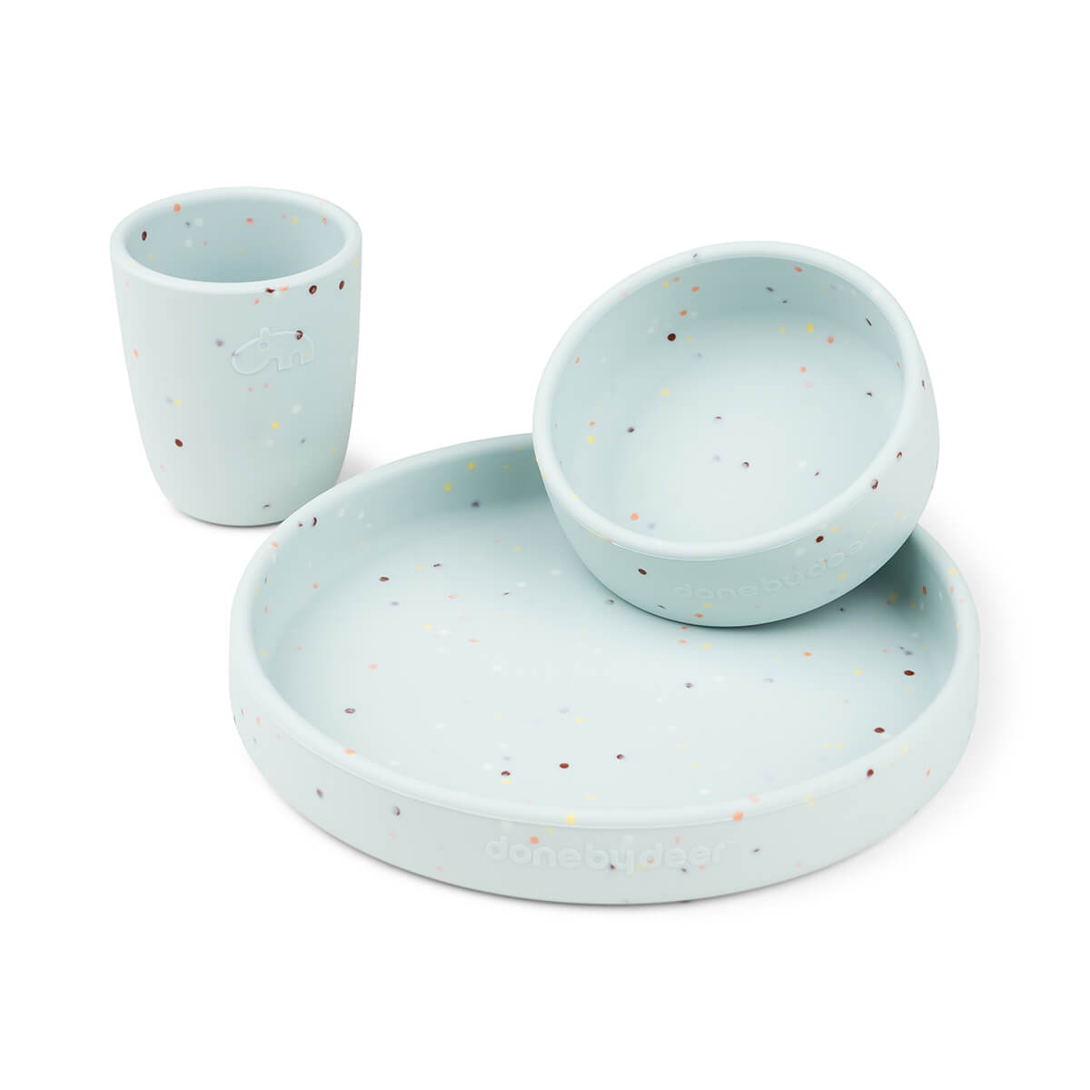 DONE BY DEER - Coffret repas en silicone Confetti BLEU Done by Deer
