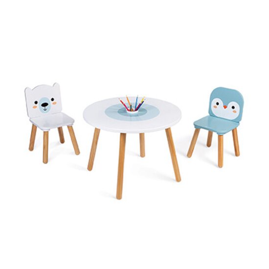 Janod Table Et 2 Chaises - Banquise Blanc / Bleu 