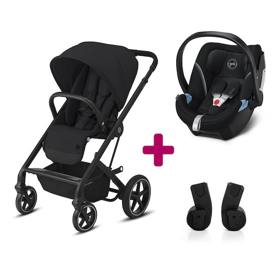 Cybex Pack poussette duo Balios S Lux + coque Aton 5 + adaptateurs Deep black  