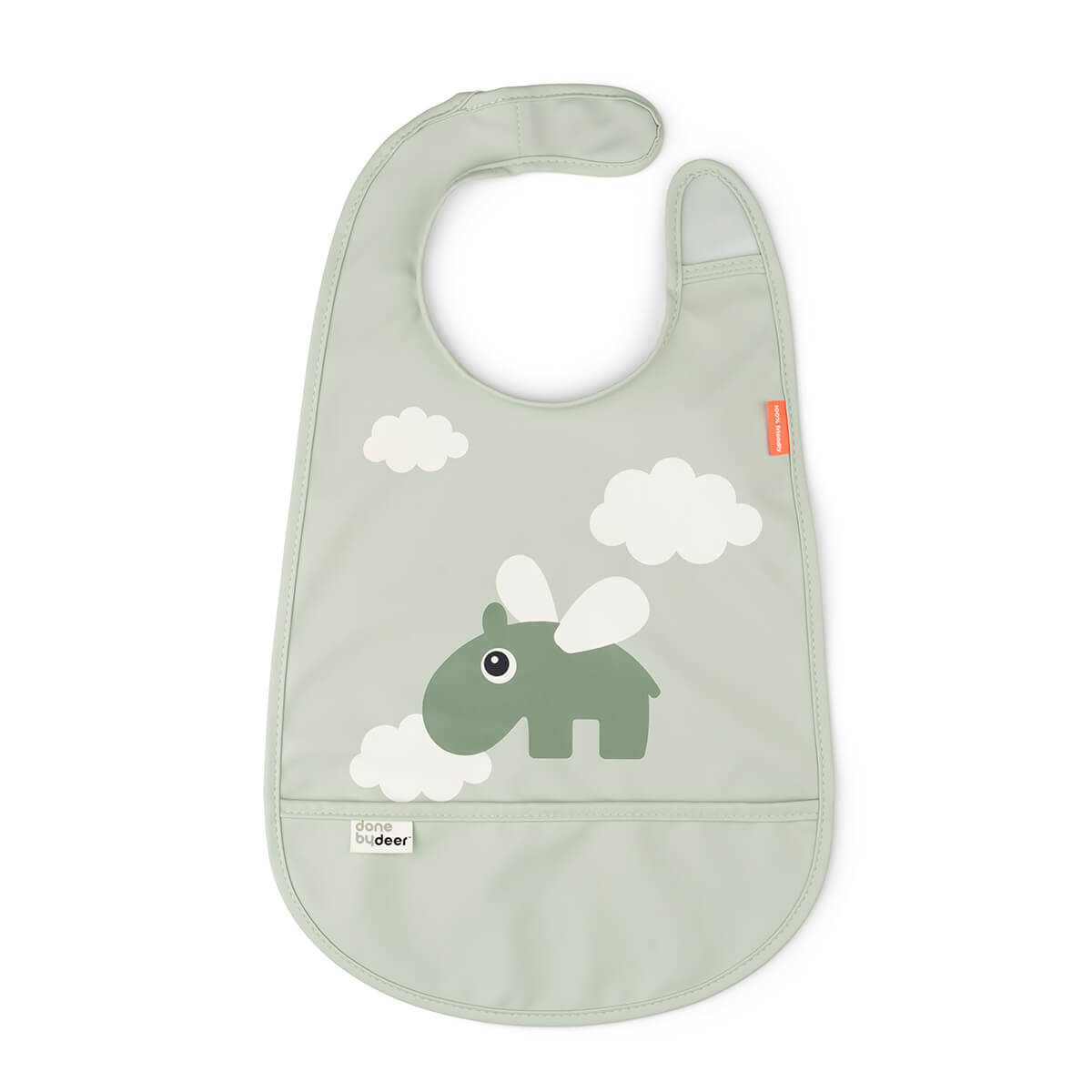 DONE BY DEER - Bavoir velcro Happy clouds VERT Done by Deer