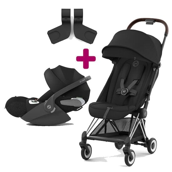 Cybex Pack poussette duo Coya Sepia Black + coque Cloud T i-size Sepia Black + adaptateurs coque  