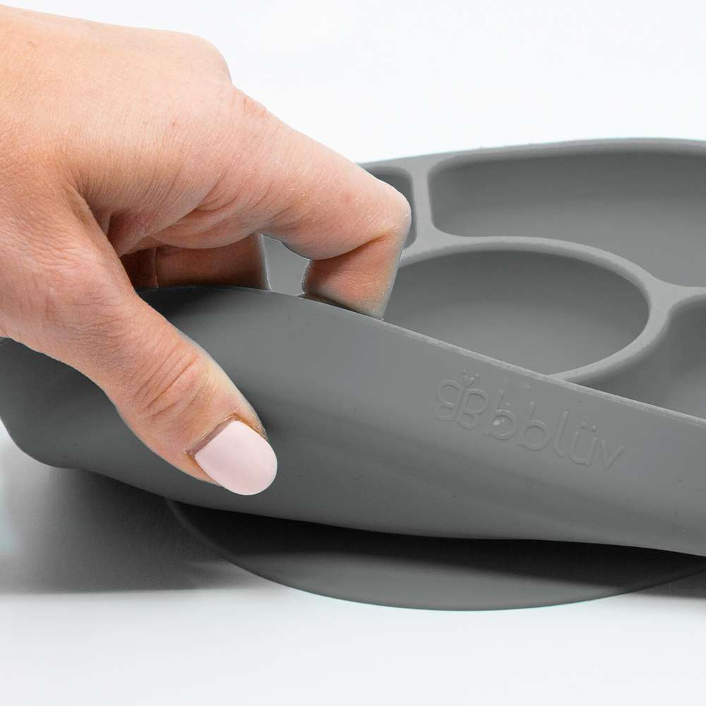 BBLUV - Assiette et cuillère en silicone Yümi GRIS BBlüv