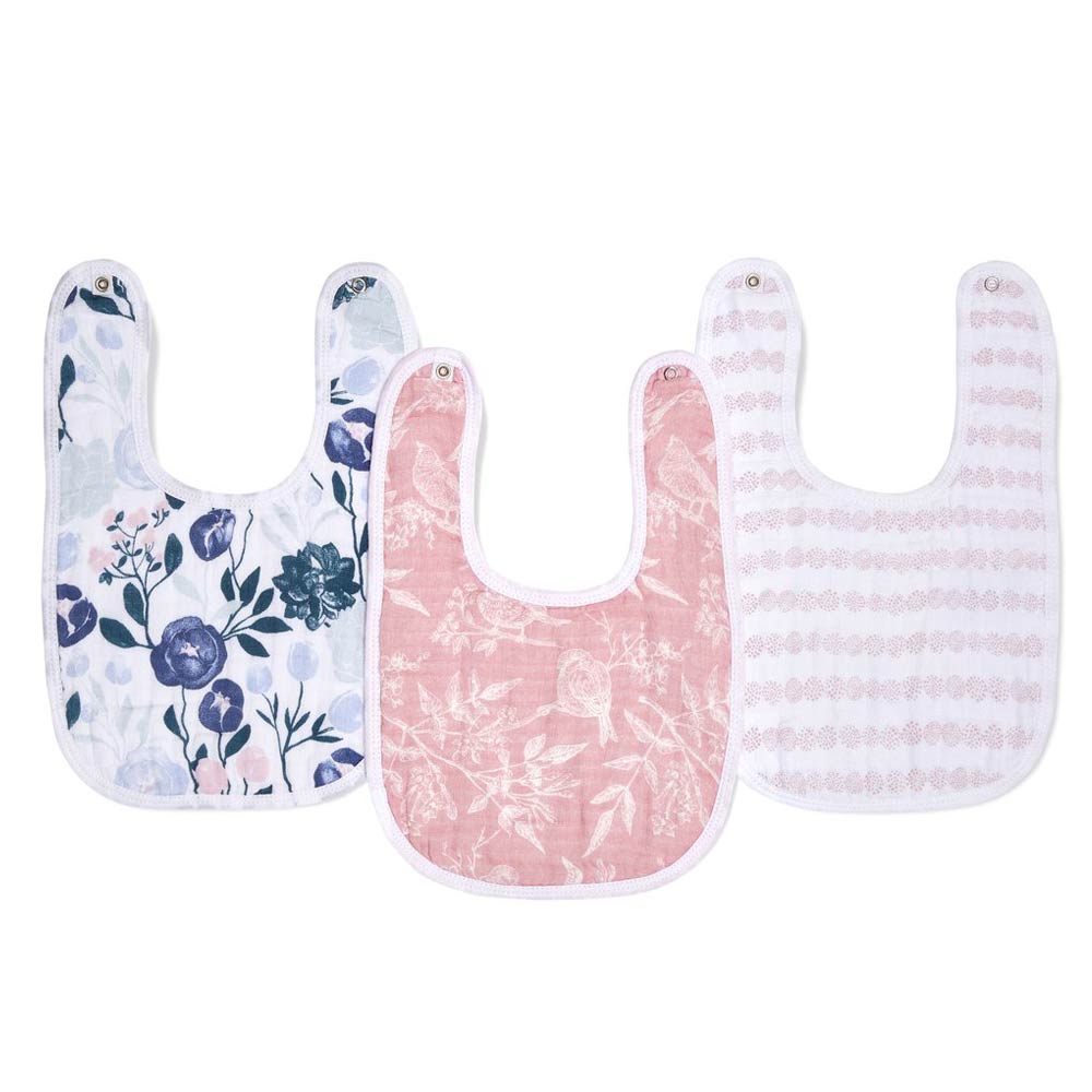3 bavoirs en mousseline de coton Essentials ROSE Aden et Anais
