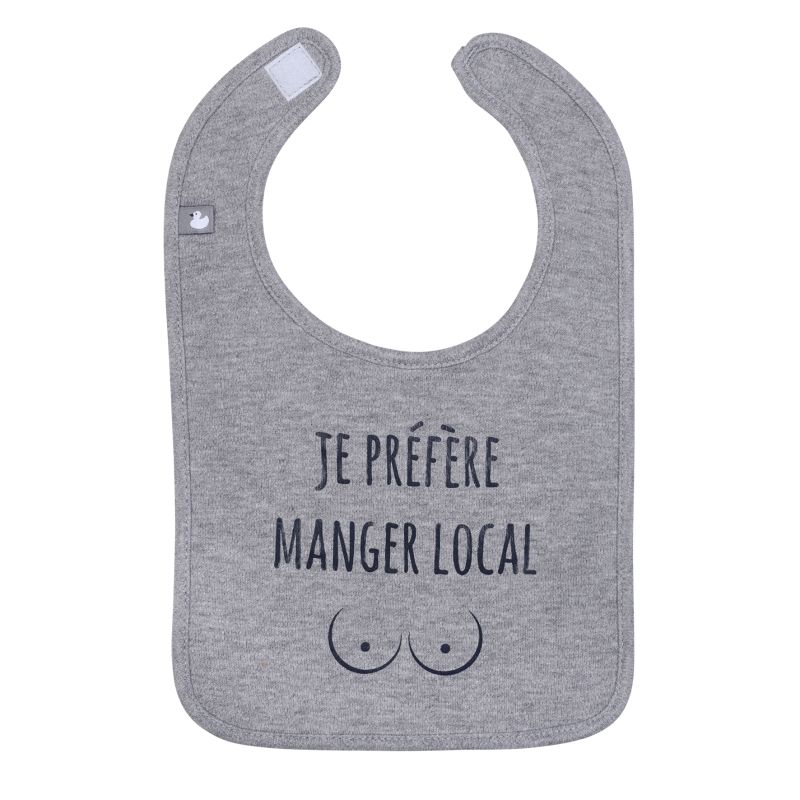 BB & Co - Bavoir "Je préfère manger local" GRIS BB&Co