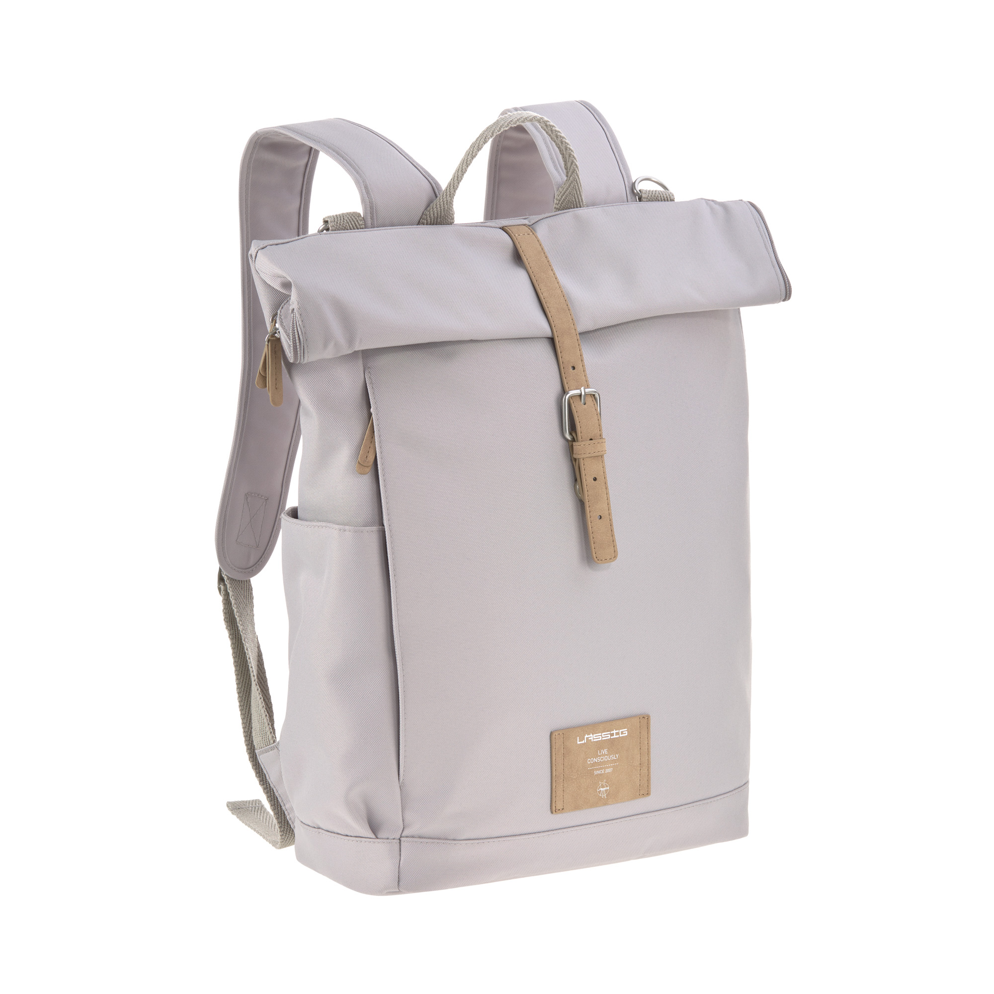 Lässig - Sac à dos à langer Rolltop Green Label GRIS Lässig