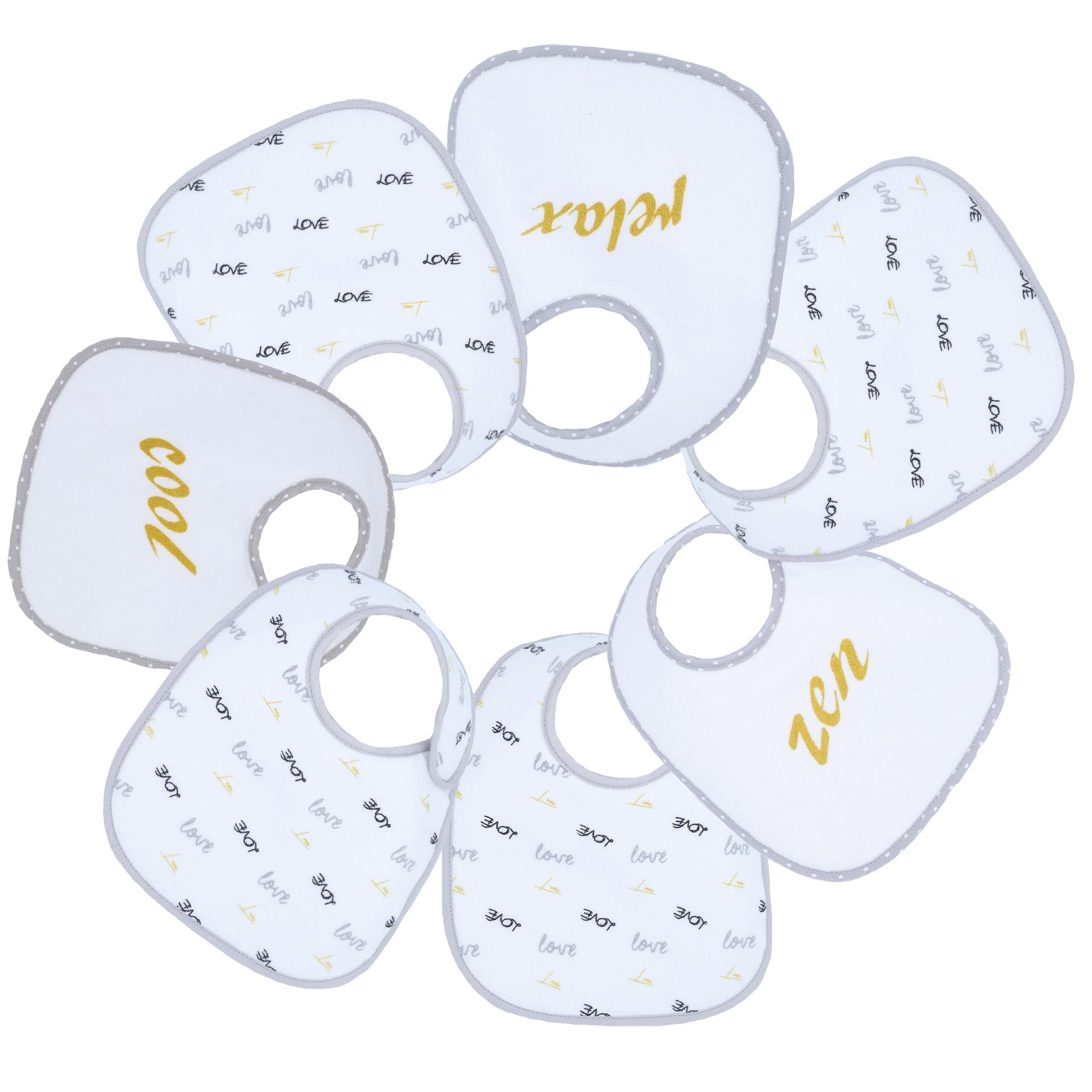 Trois Kilos Sept - Lot de 7 Bavoirs Naissance GRIS Trois Kilos Sept