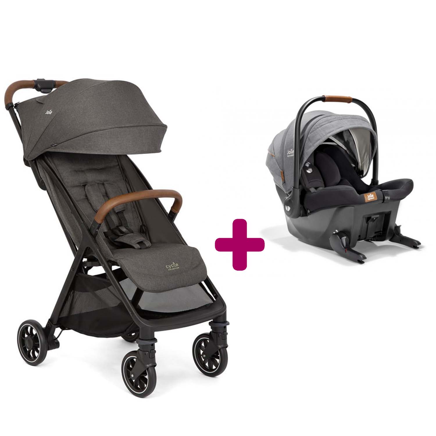 Joie - Pack Poussette duo Pact Pro Shell Gray + coque Sprint Carbon  Joie