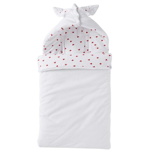 BB&Co Nid d’ange en minky doublé coton Cœurs/ Blanc 0/6 Mois