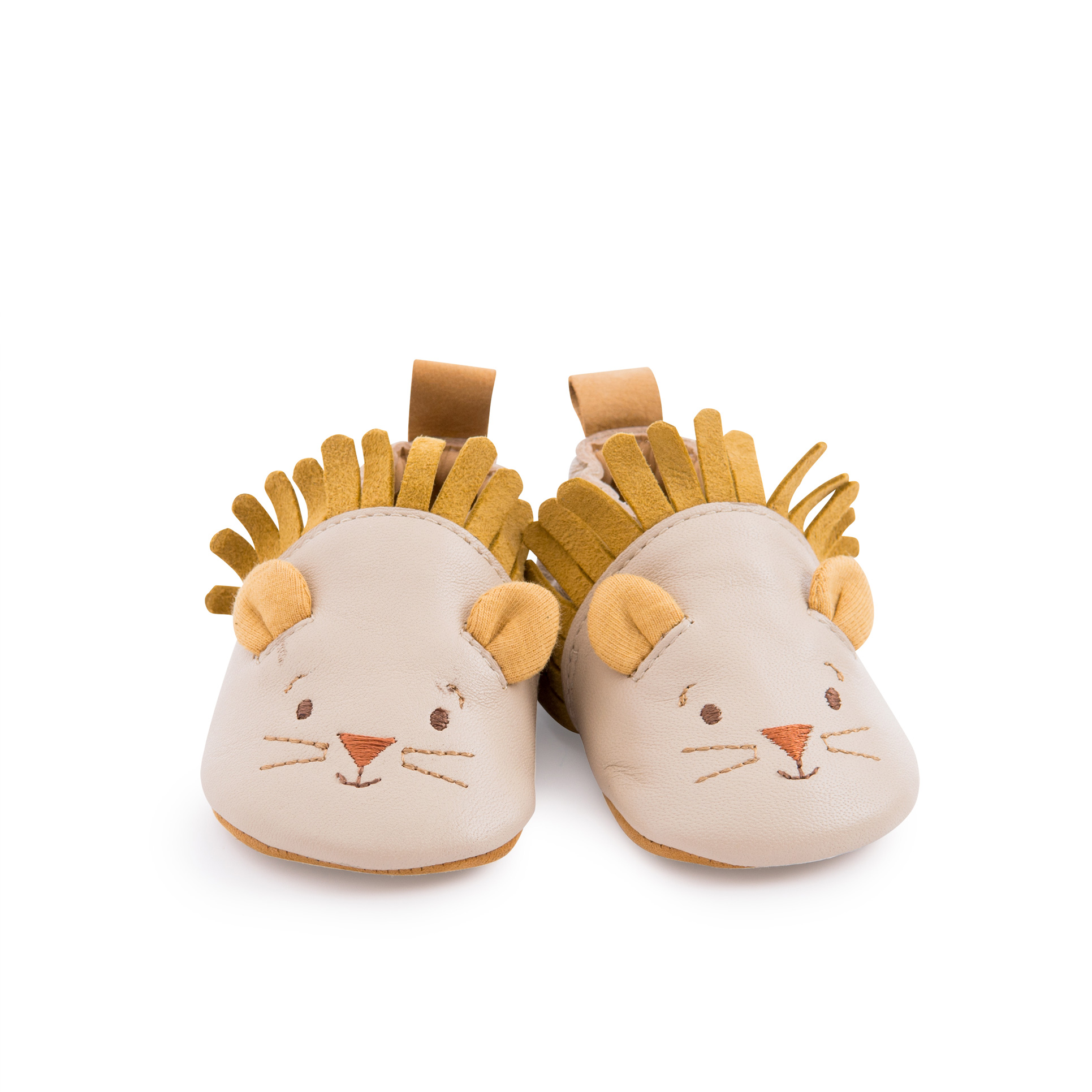 Chaussons cuir lion Sous mon baobab MULTICOLORE Moulin Roty