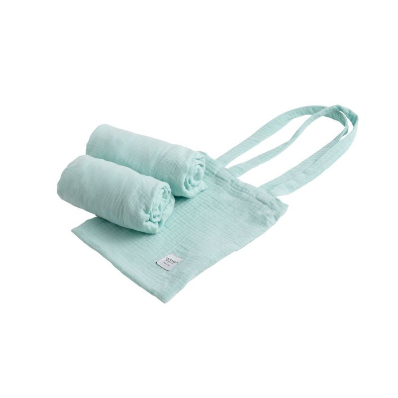 Lot de 2 Draps housse pour berceau ovale BLEU Sauthon Original