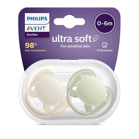 Philips Avent 2 Sucettes Ultra douce Multicolore 