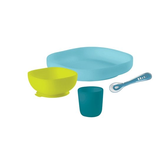 Béaba Coffret repas silicone 4 pièces Blue 