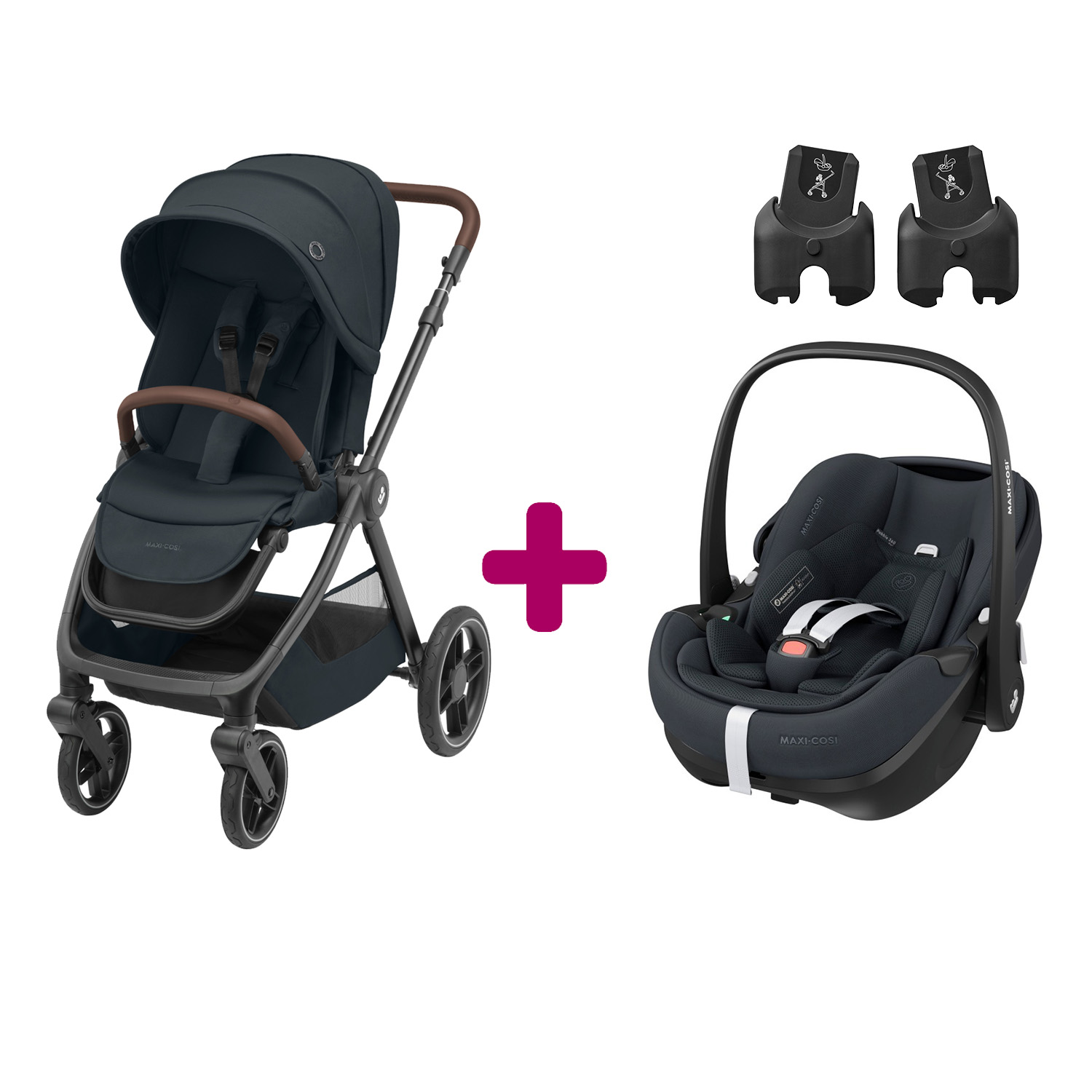 MAXI COSI - Pack poussette duo Oxford + coque Pebble 360 pro Essential Graphite  Maxi Cosi