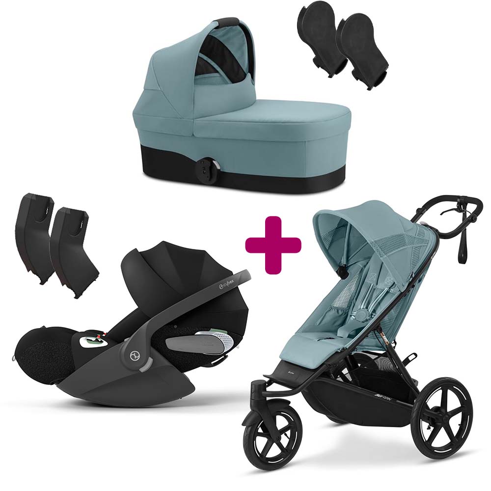 Cybex - Pack Poussette trio Avi Spin Stormy Blue + adaptateurs coque + adaptateur nacelle Cot S + coque Cloud T Sepia Black + Nacelle Cot S Stormy Blue  Cybex