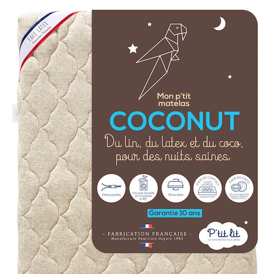 P'tit lit Matelas Coco Nut Blanc 60x120 cm