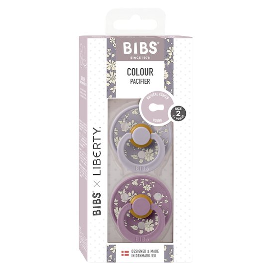 BIBS BIBS x Liberty Tétine Colour 2 Pack Caoutchouc naturel Fossil Grey/Mauve 6-18 mois