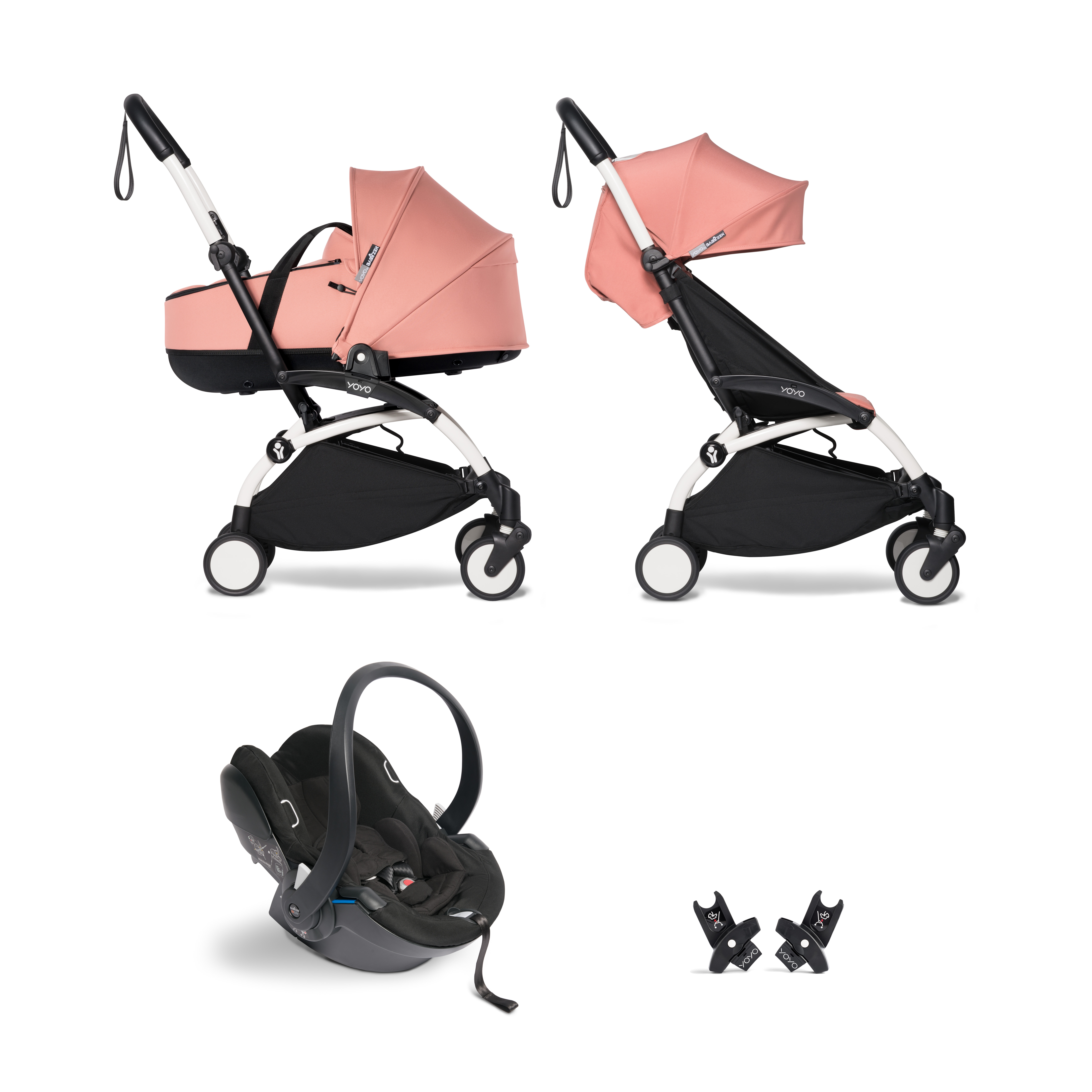 Pack poussette trio YOYO² blanc + pack 6+ + nacelle ginger + coque by BeSafe BABYZEN