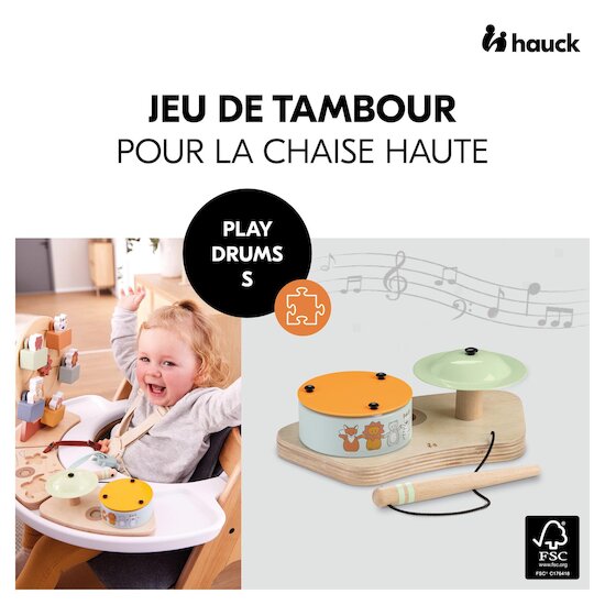 Hauck Plateau de jeux pour chaise haute Play Drums S White 