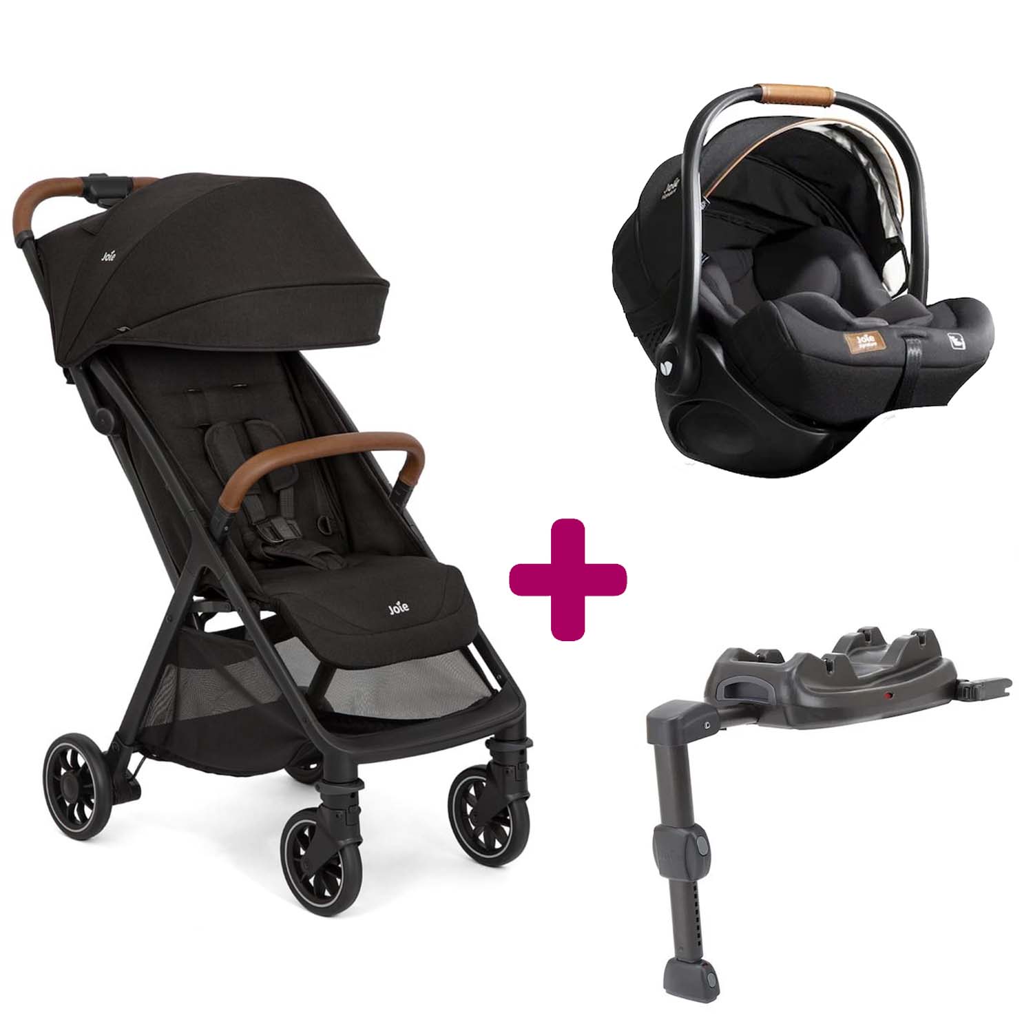 Joie - Pack Poussette Trio Pact Pro Shale + Coque i-Level Recline Eclipse + Base Lx 2  Joie