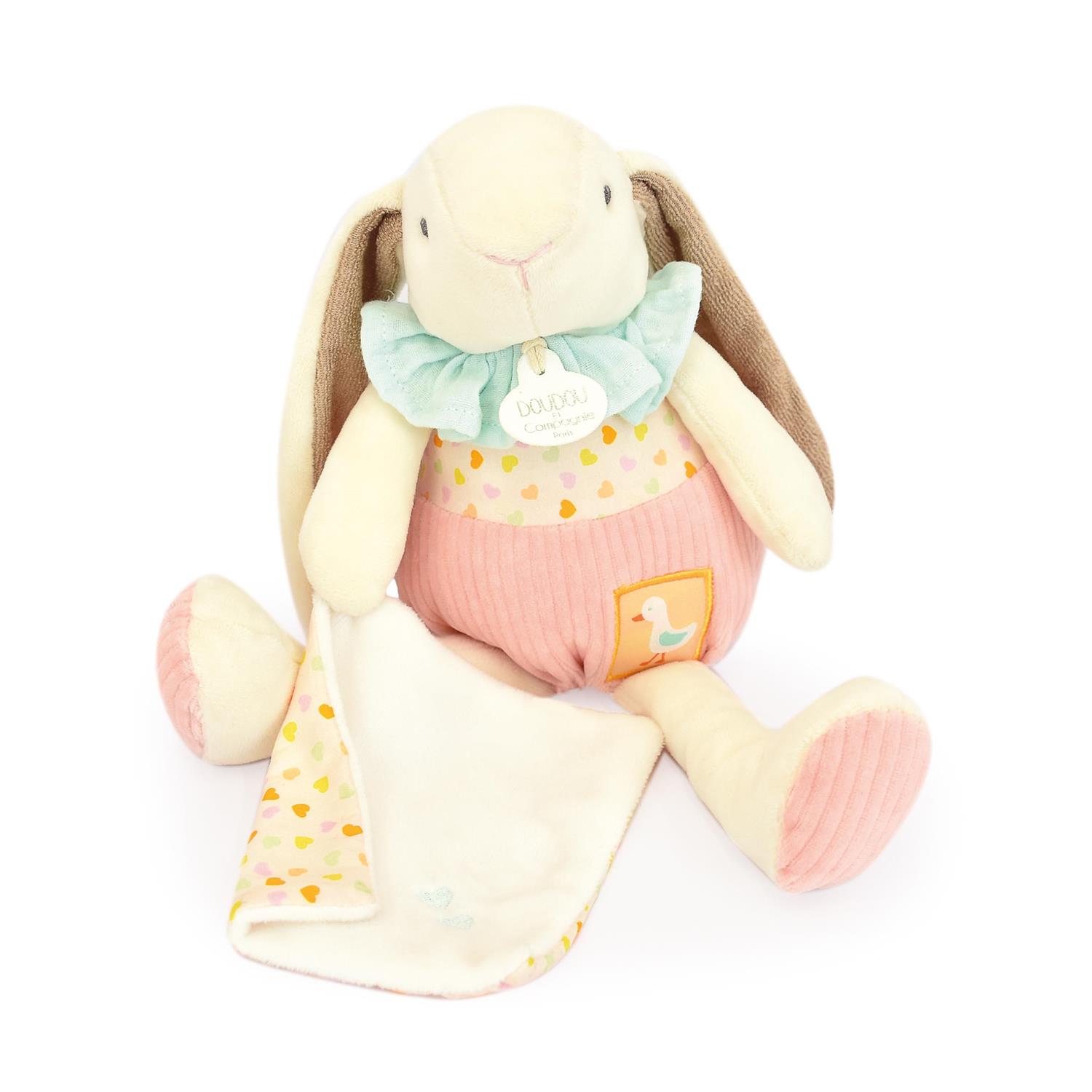 Doudou & Compagnie - Peluche pantin lapin ciboulette ROSE Doudou & Compagnie