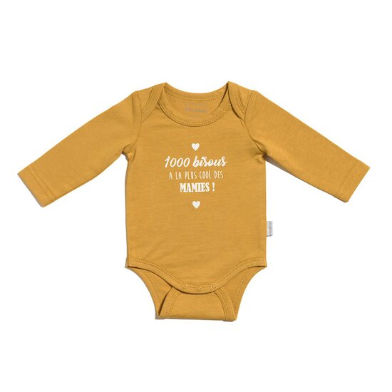 P’tit bisou Body manches longue Mamie Jaune Curcuma  P’tit bisou Body manches longue Mamie Jaune Curcuma