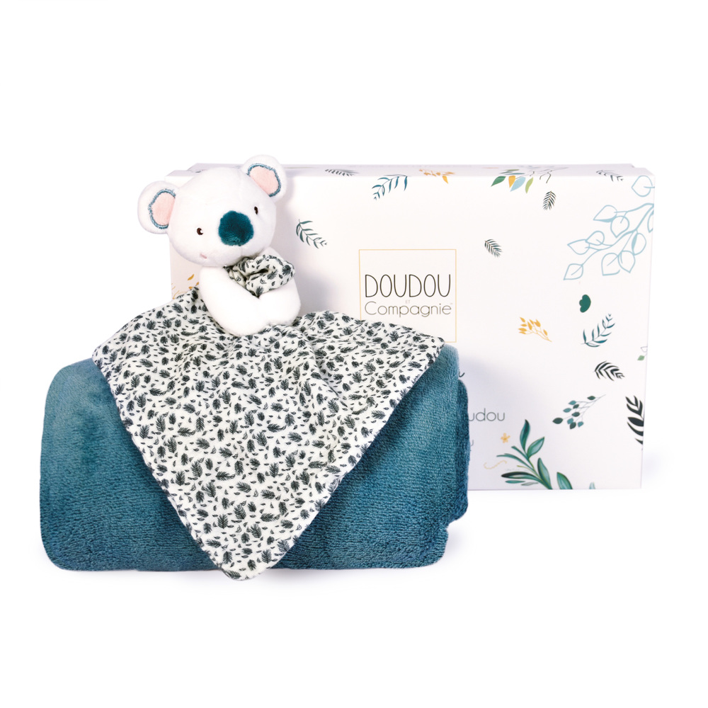 Doudou & Compagnie - Plaid et doudou Yoca le koala BLEU Doudou & Compagnie