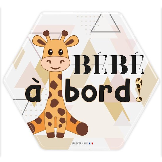 Irréversible Bijoux Adhésif « Bébé à Bord Girafe » Jaune 