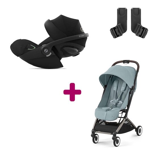Cybex Pack Poussette Duo Orfeo Stormy Blue + adaptateurs + Coque Cloud G i-Size Moon Black  