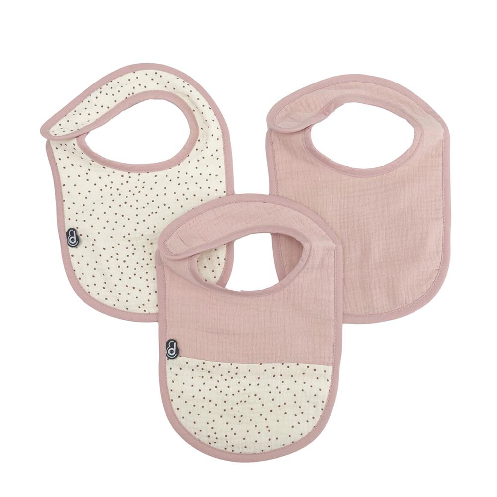 Domiva - Lot de 3 bavoirs mousseline ROSE Domiva