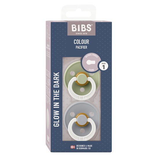 BIBS Tétines Colour 2 Pack Caoutchouc naturel Sage Glow/Cloud Glow 